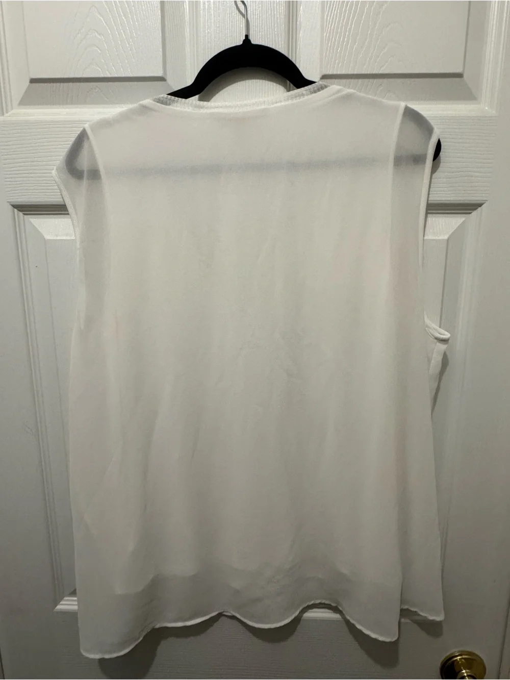 Michael Kors White V-Neck Sleeveless Chiffon Camisole sz xl